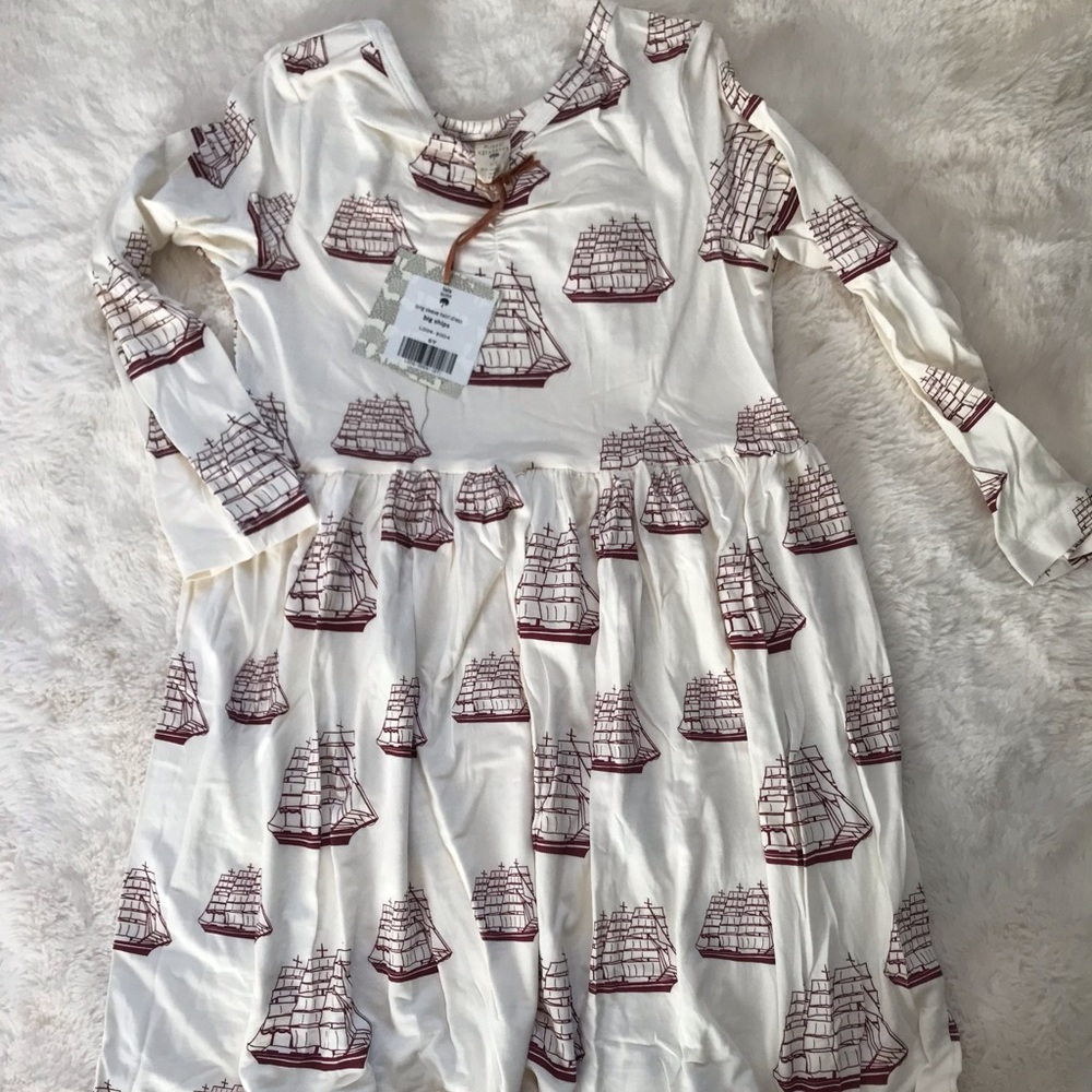 Kate Quinn Big Ships Twirl Dress 6y organic bamboo